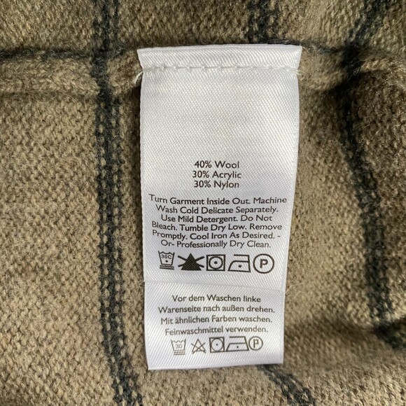 Eddie Bauer Oatmeal Stripe Wool Blend Zip Henley Pullover Sweater Size Large - Picture 9 of 10